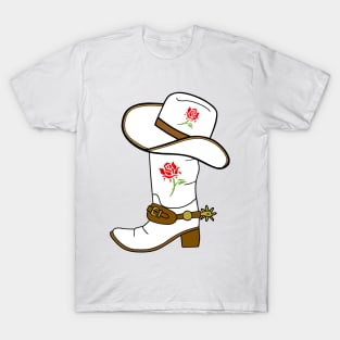 COWGIRL Western Rose Cowboy Boots - Cowboy Art T-Shirt